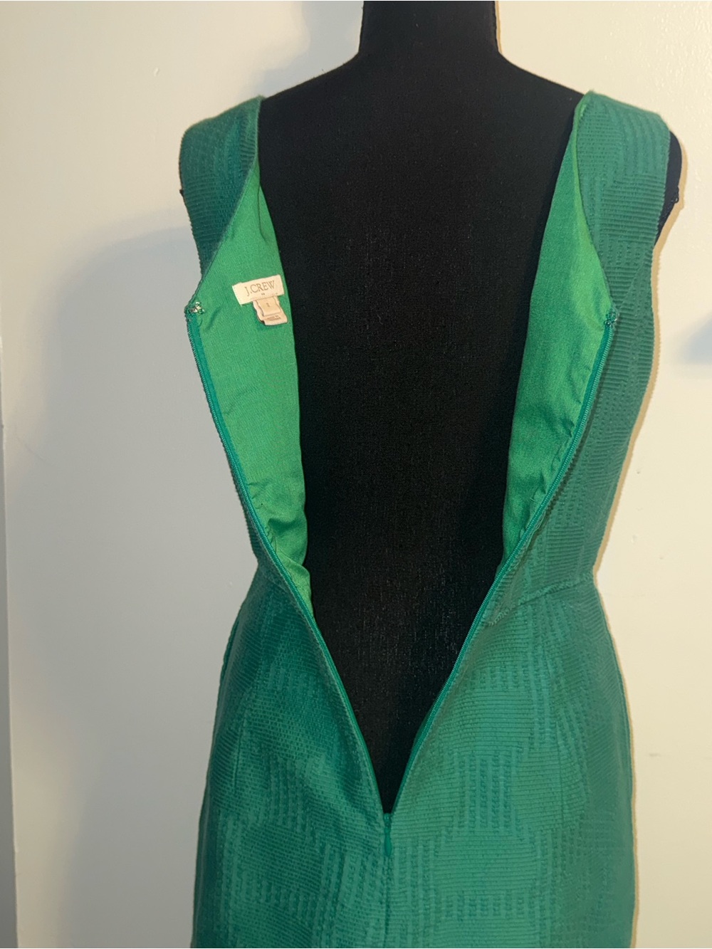 J. Crew Green V-Neck Textured Sleeveless Mini Dress - Picture 7 of 11